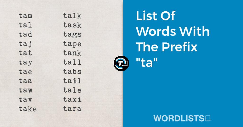 words that start with ta